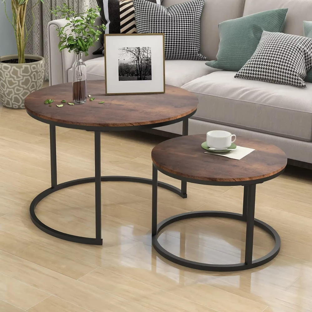 Kleiner runder Couchtisch aus Holz™ | Warmer Holztisch für Wohlfühlmomente
