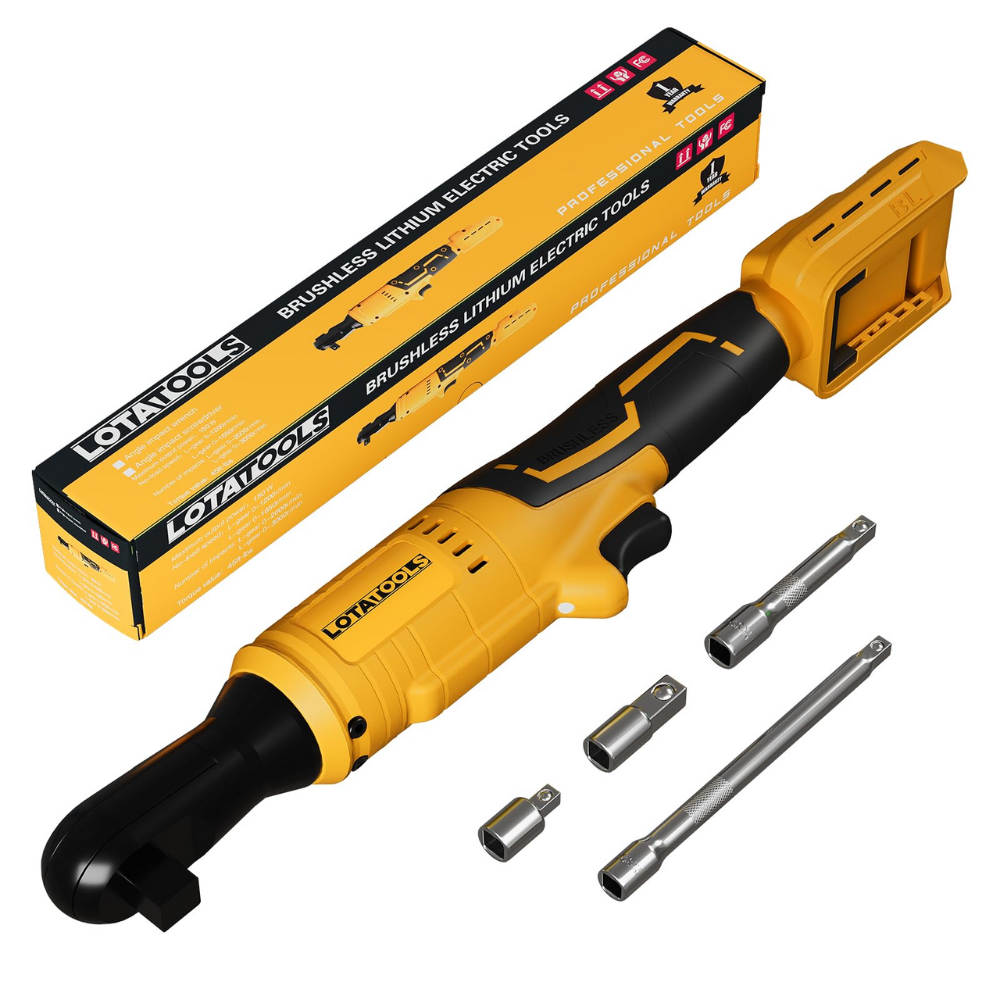 Robustrue Akku-Ratschenschlüssel RH60B – 3/8 Zoll, 60 Nm Drehmoment, 400 U/min, Mit 2 Akkus & Zubehör