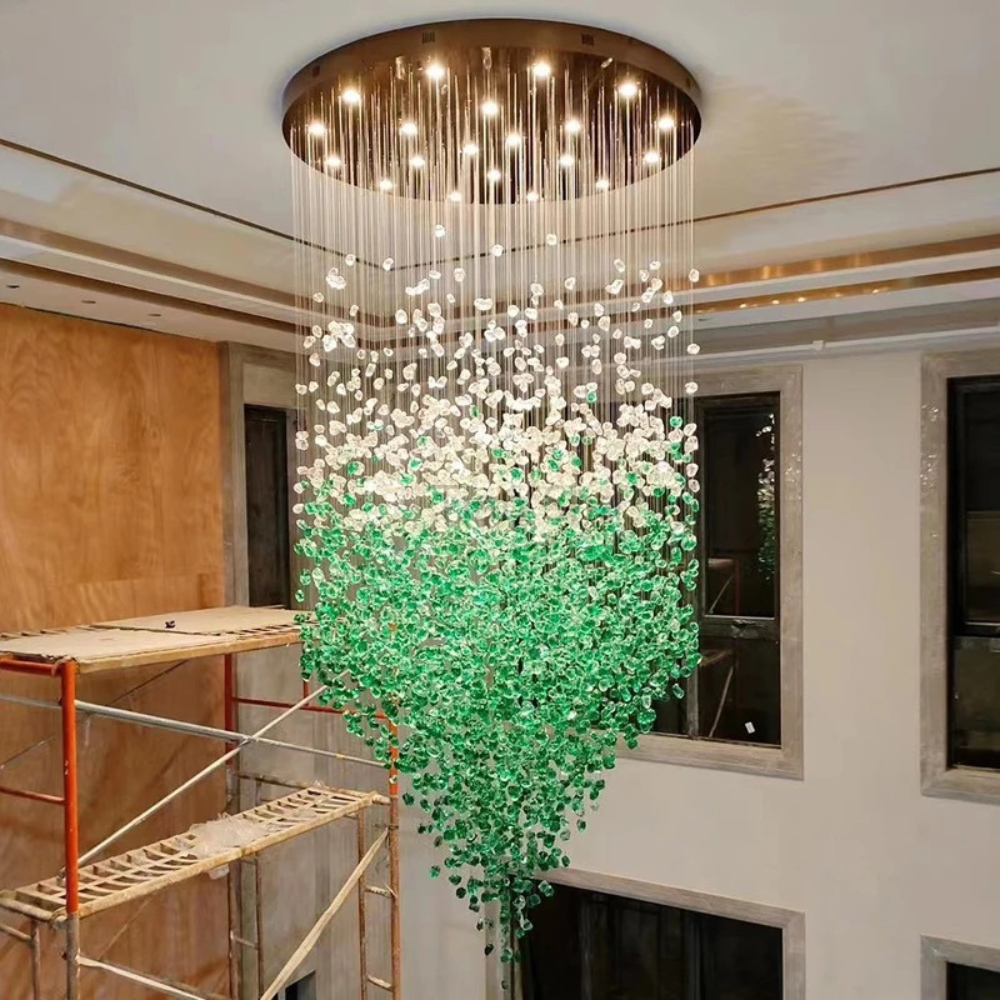 Luxus aus Glas in Form eines grünen Steins™ | Exklusive, kunstvolle Pendelleuchte für Luxusräume