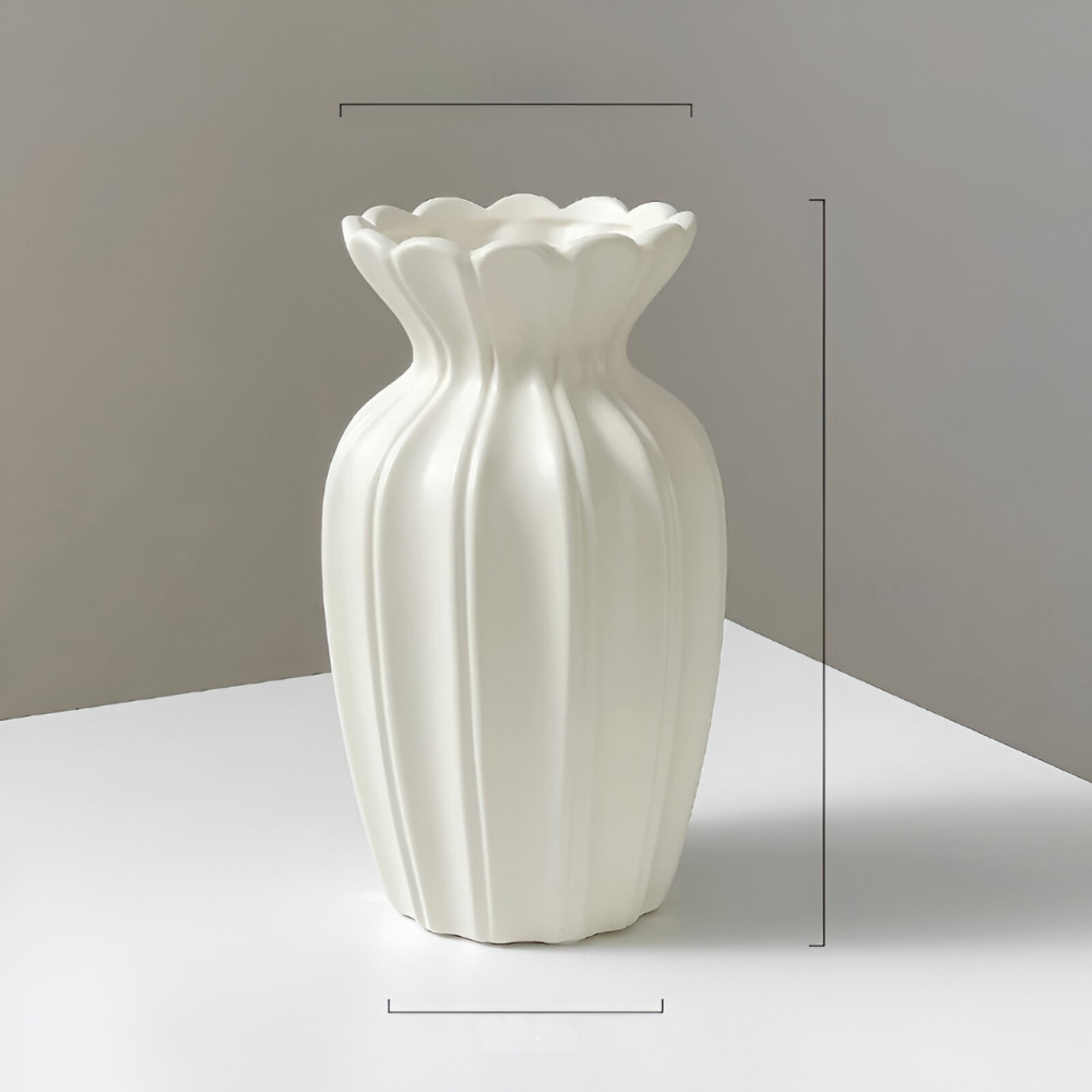 Weiße Keramikvase mit kurzem™ | Elegante weiße Keramikvase