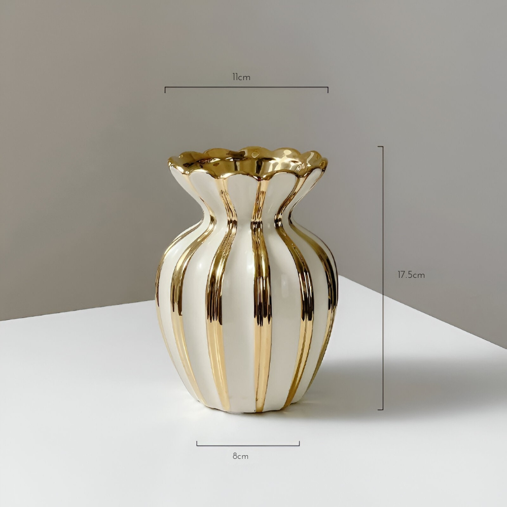 Weiße Keramikvase mit kurzem™ | Elegante weiße Keramikvase