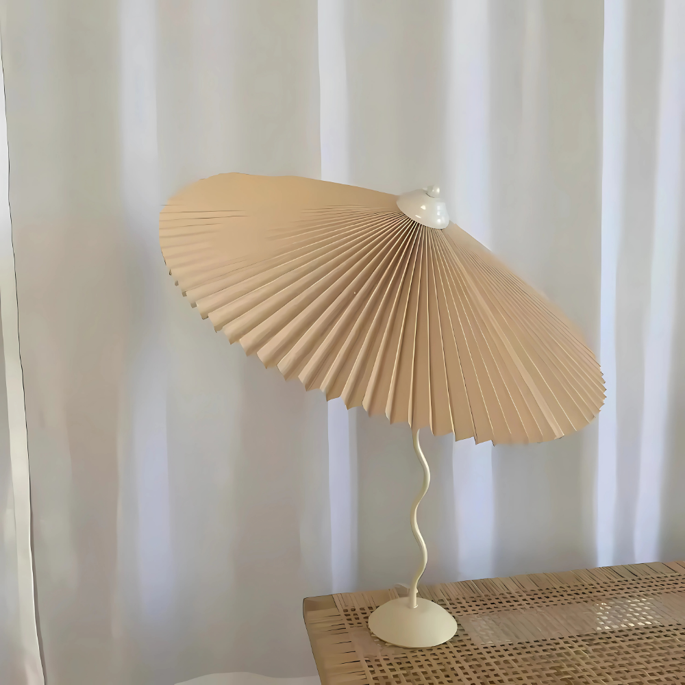 Tischlampe ins Retro Plissee Regenschirm Nordic™ | Stimmungsvolles Licht mit Retro-Charme