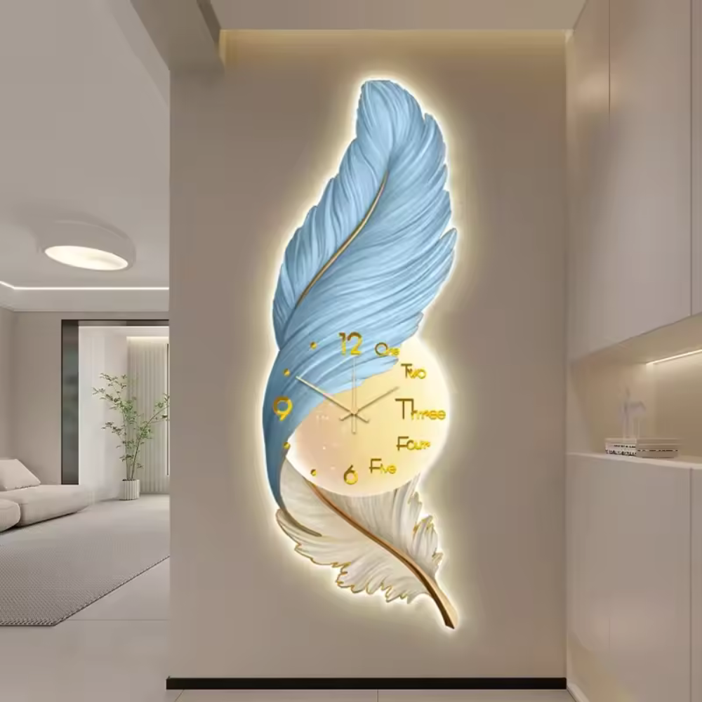 Wanduhr mit Feder™ | Einzigartige LED-Wanduhr im Federdesign