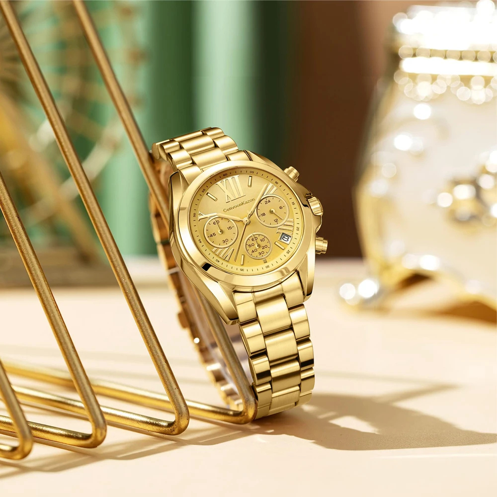 Uhren Goldarmband™ | Luxuriöse, elegante Damenchronographen-Uhr