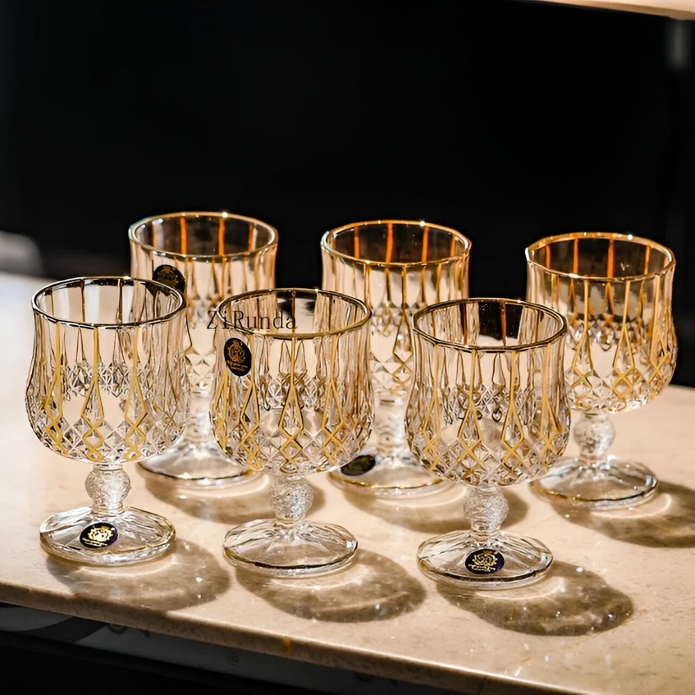 Rotweinbecher für den Haushalt™ | Eleganter handbemalter Weinkelch