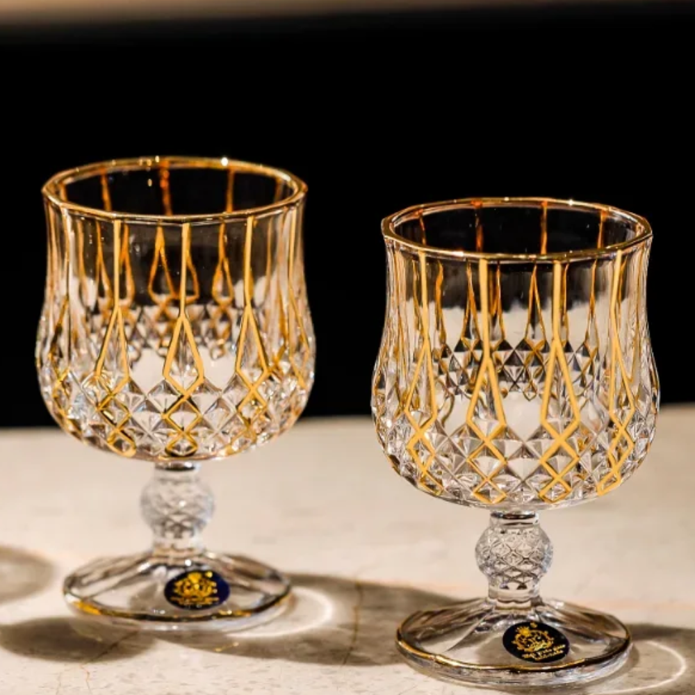 Rotweinbecher für den Haushalt™ | Eleganter handbemalter Weinkelch
