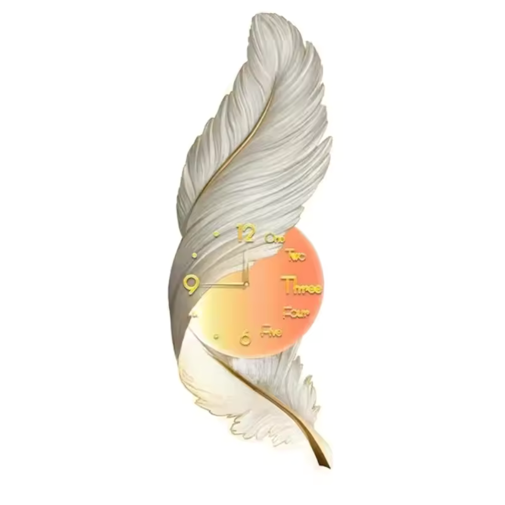 Wanduhr mit Feder™ | Einzigartige LED-Wanduhr im Federdesign