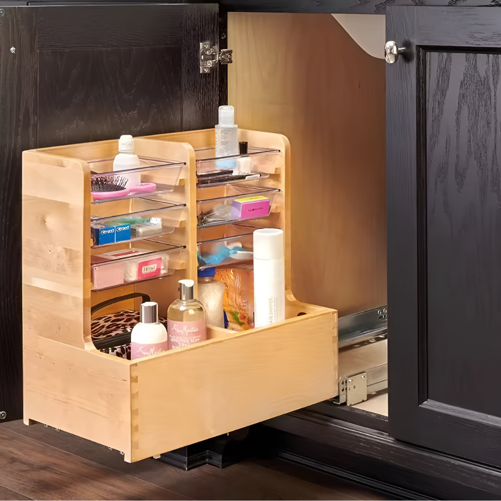 Holz waschbecken herausziehen™ | Stilvoller Organizer für Ordnung
