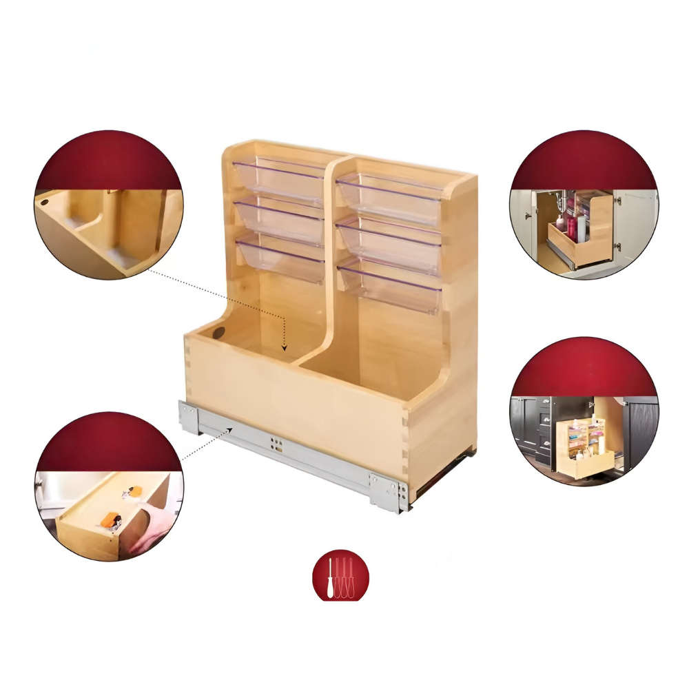Holz waschbecken herausziehen™ | Stilvoller Organizer für Ordnung